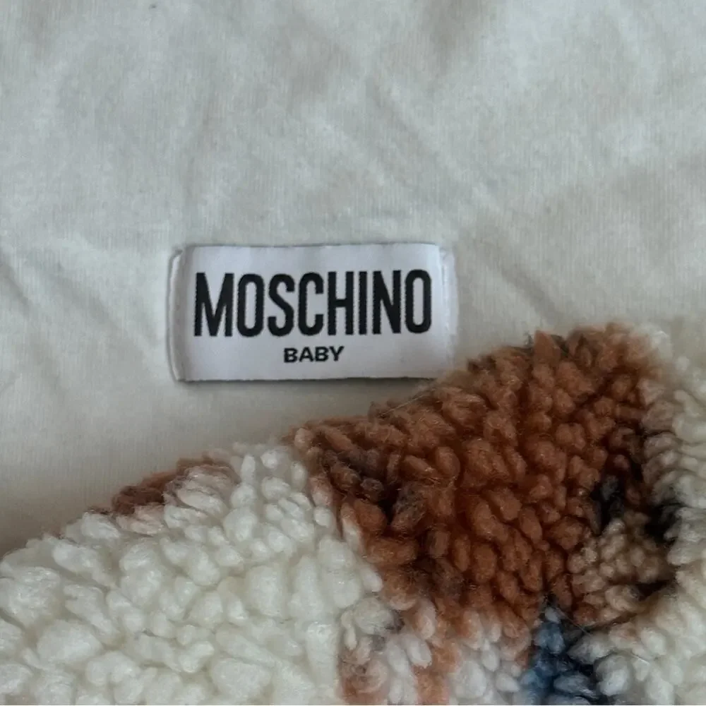 Moschino Cozy Teddy Bear Patterned Sherpa Baby Onesie